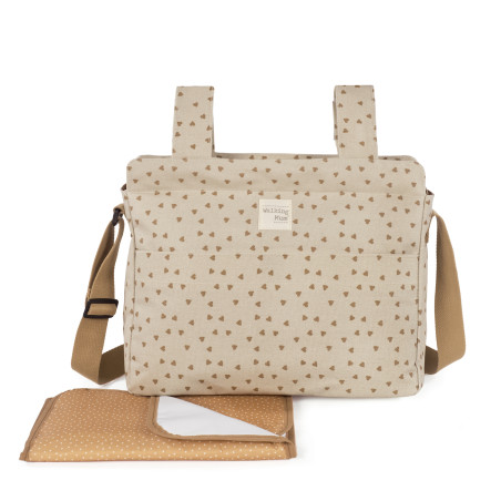 BOLSA CANASTILLA CORAZONES POPPY CANELA WALKING MUM