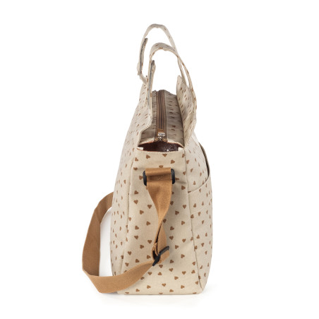 BOLSA CANASTILLA CORAZONES POPPY CANELA WALKING MUM
