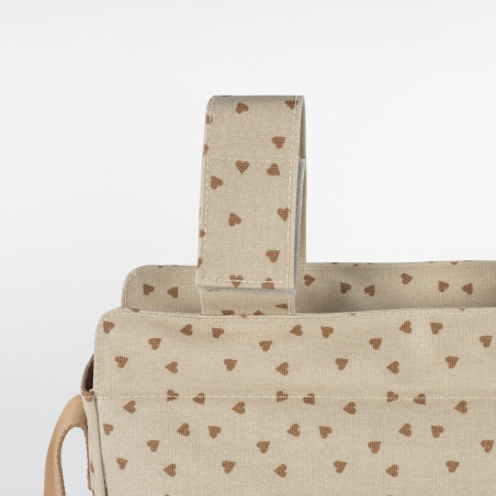 BOLSA CANASTILLA CORAZONES POPPY CANELA WALKING MUM
