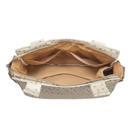 BOLSA CANASTILLA CORAZONES POPPY CANELA WALKING MUM