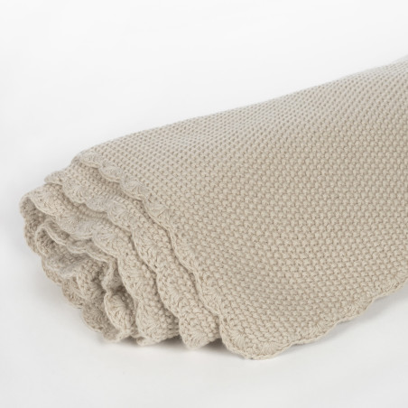 MANTA TRICOT BEIGE PASITO A PASITO