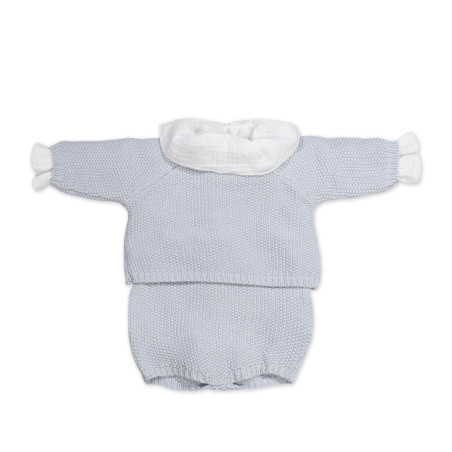 SET/TRICOT JERSEY+RANITA+BODY BAMBULA AZUL 0-1M-56CM PASITO A PASITO